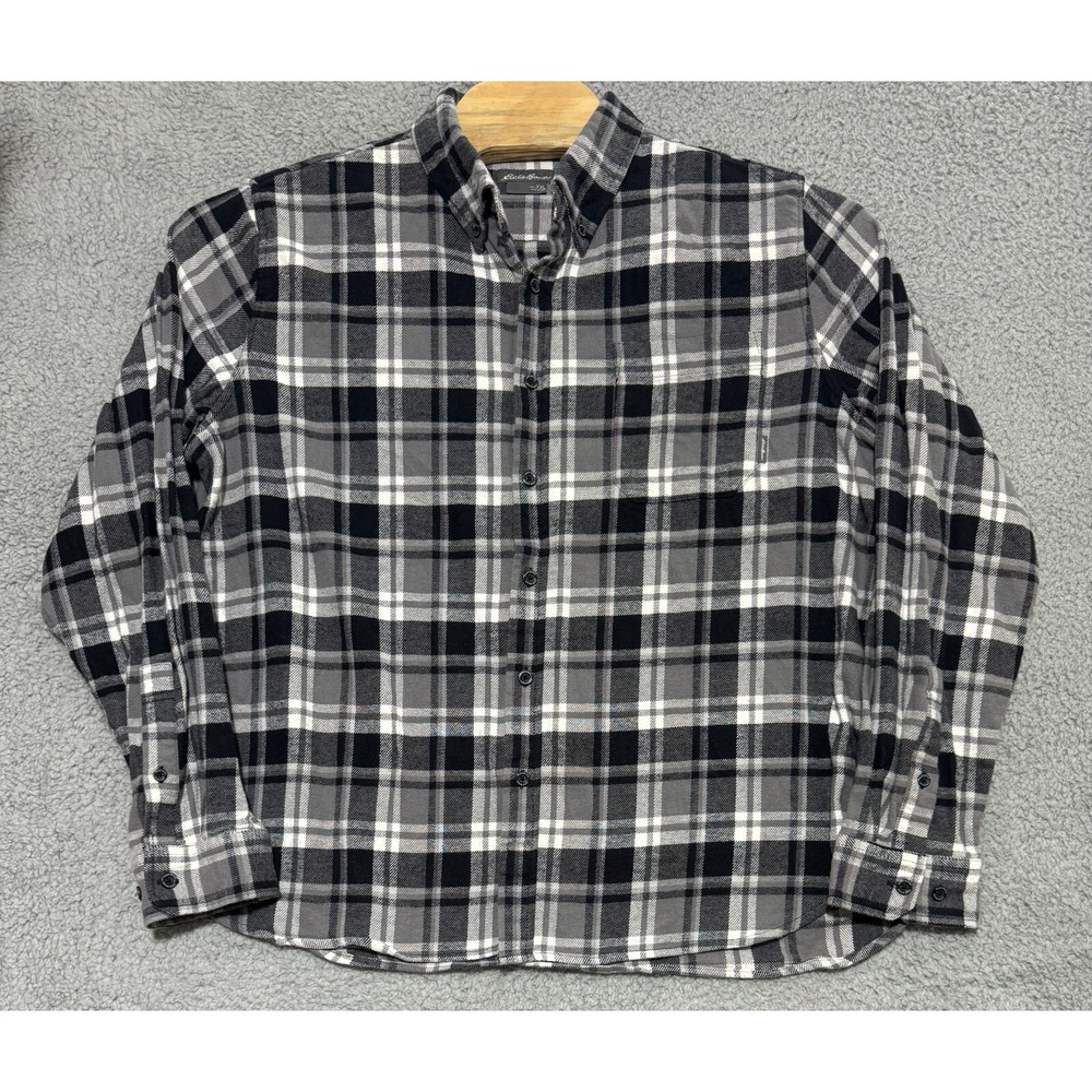 Eddie‎ Bauer Thick Plaid Flannel Button Up Shirt Classic Fit Casual Mens 2XL